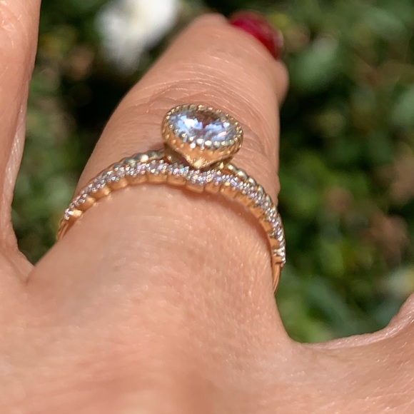 14k yellow gold engagement ring Wedding band Size 7 - Picture 7 of 8